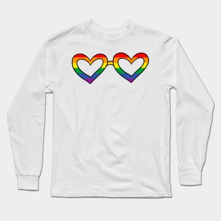 Rainbow gay pride flag heart sunglasses Long Sleeve T-Shirt